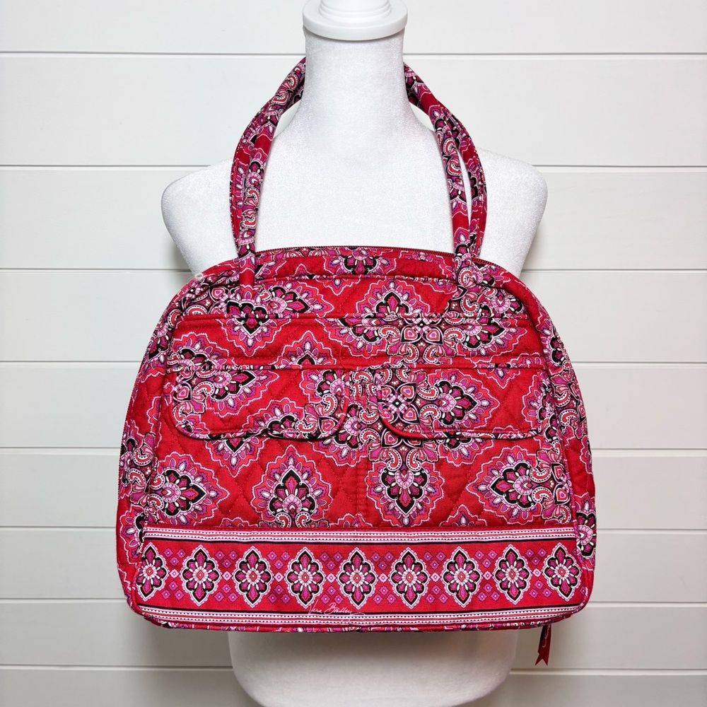 Vera Bradley‎ Frankly Scarlet Red Quilted Shoulder Bag Handbag Purse Pockets Zip